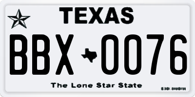 TX license plate BBX0076