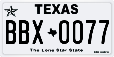 TX license plate BBX0077