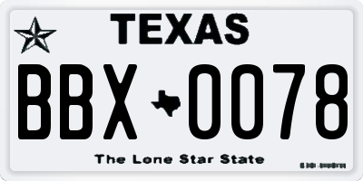 TX license plate BBX0078