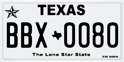 TX license plate BBX0080