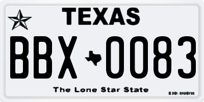 TX license plate BBX0083