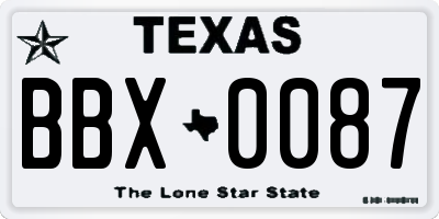 TX license plate BBX0087