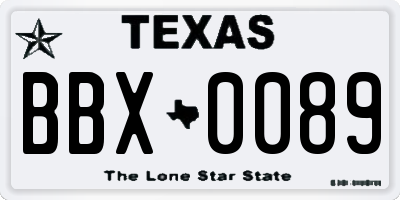 TX license plate BBX0089