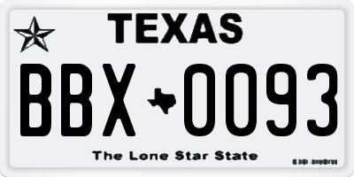 TX license plate BBX0093