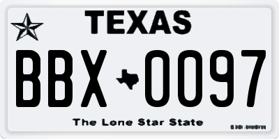 TX license plate BBX0097