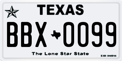 TX license plate BBX0099