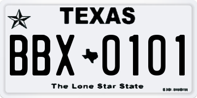 TX license plate BBX0101