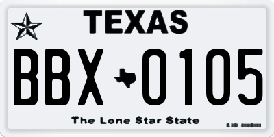 TX license plate BBX0105