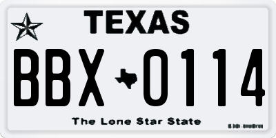TX license plate BBX0114