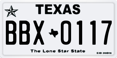 TX license plate BBX0117