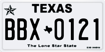 TX license plate BBX0121