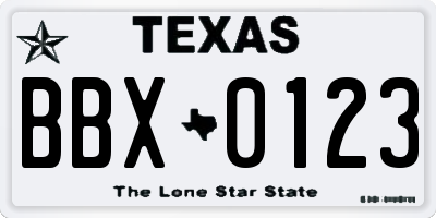 TX license plate BBX0123