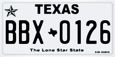 TX license plate BBX0126