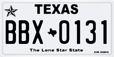 TX license plate BBX0131