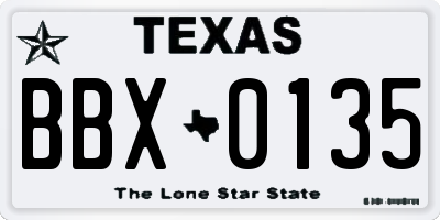 TX license plate BBX0135
