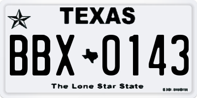 TX license plate BBX0143