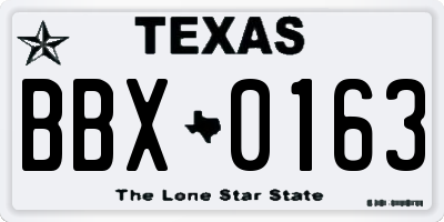 TX license plate BBX0163