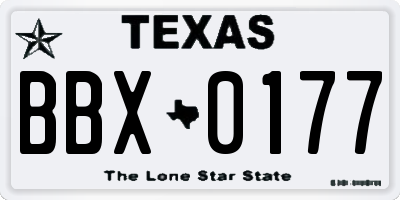 TX license plate BBX0177