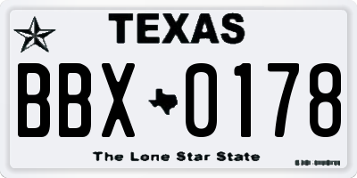 TX license plate BBX0178