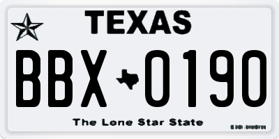TX license plate BBX0190