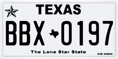 TX license plate BBX0197