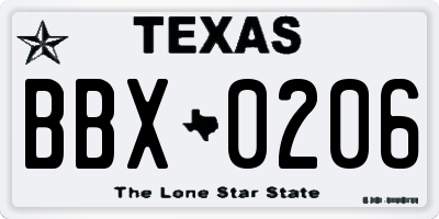 TX license plate BBX0206