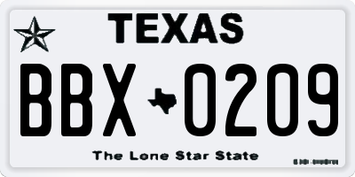 TX license plate BBX0209