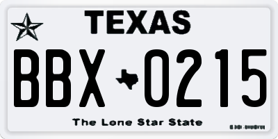 TX license plate BBX0215