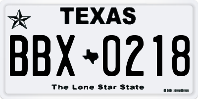 TX license plate BBX0218