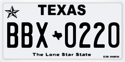 TX license plate BBX0220