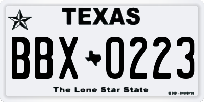 TX license plate BBX0223