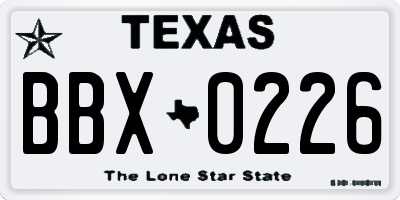 TX license plate BBX0226