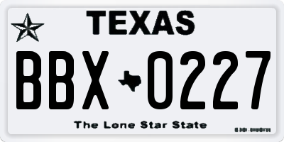 TX license plate BBX0227