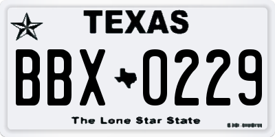TX license plate BBX0229