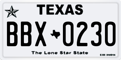 TX license plate BBX0230