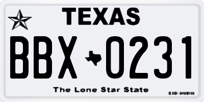 TX license plate BBX0231