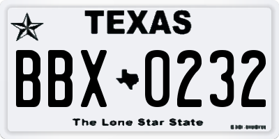 TX license plate BBX0232