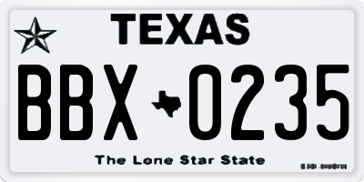 TX license plate BBX0235