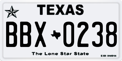 TX license plate BBX0238