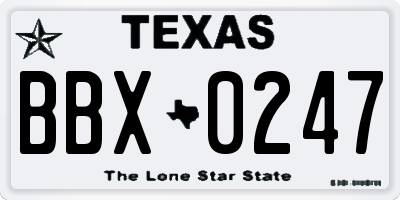 TX license plate BBX0247