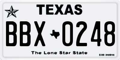 TX license plate BBX0248