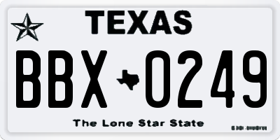 TX license plate BBX0249