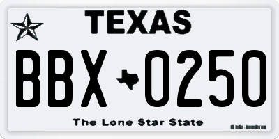 TX license plate BBX0250