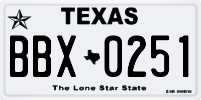 TX license plate BBX0251