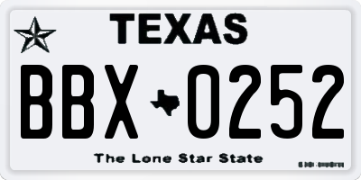 TX license plate BBX0252