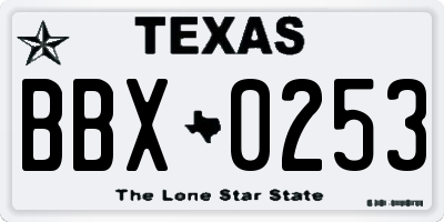 TX license plate BBX0253