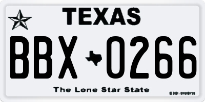 TX license plate BBX0266