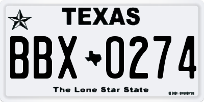 TX license plate BBX0274