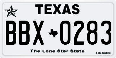 TX license plate BBX0283