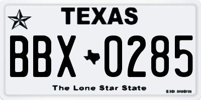TX license plate BBX0285